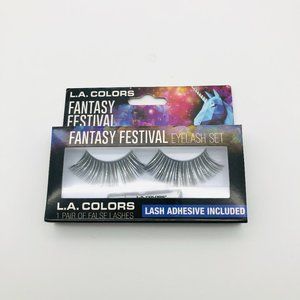 L.A. Colors Fantasy Festival Eyelash Set + Lash Adhesive, Fake False Lashes NEW